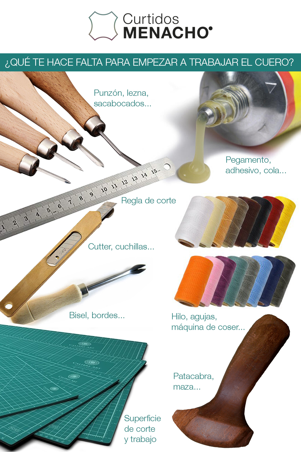 Kit herramientas para coser cuero a mano